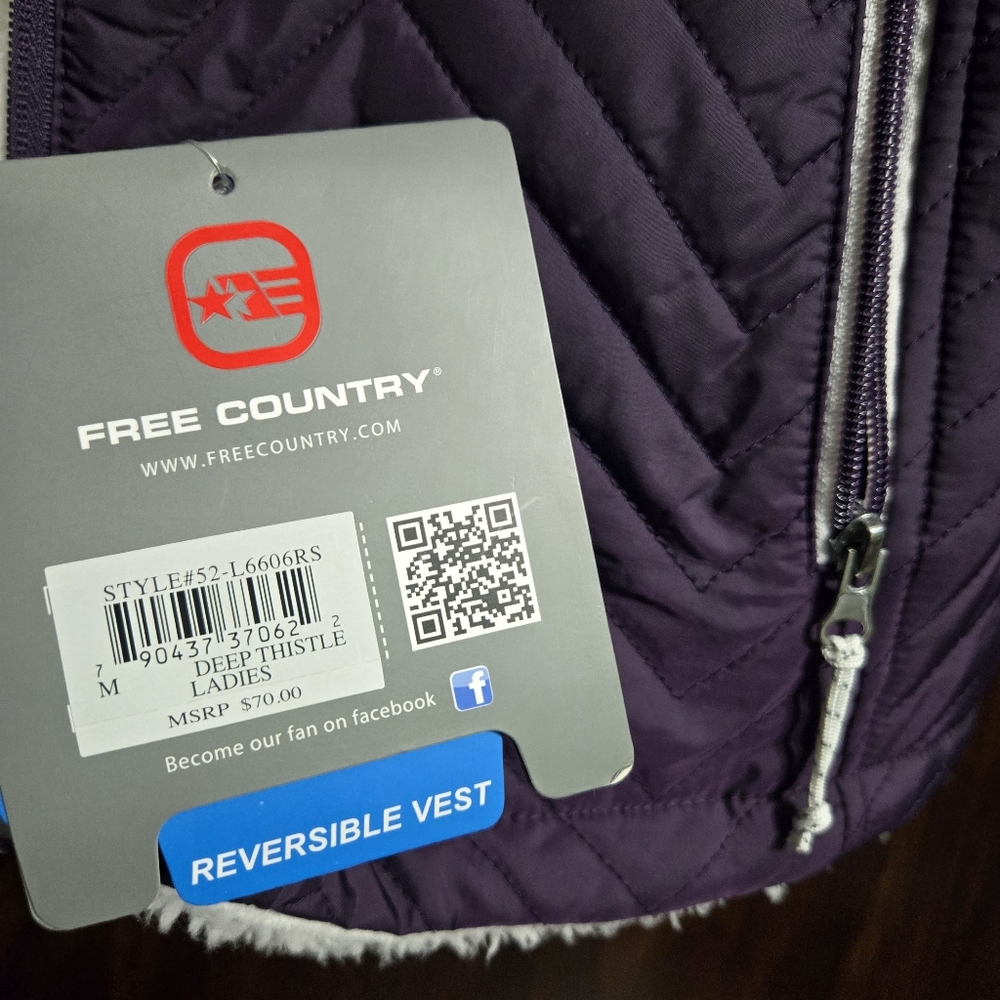 Reversible Free Country Deep Purple Quilted Vest, M NEW - Picture 12 of 13
